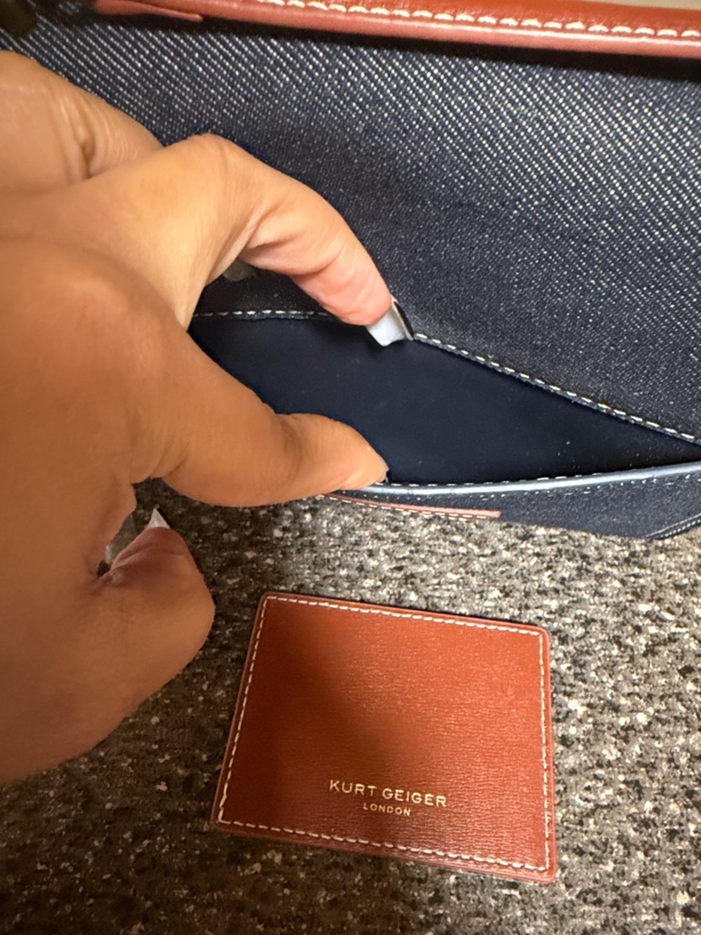 Kurt Geiger The Shoreditch Denim jeweled bag. Like New Rare - Picture 5 of 6